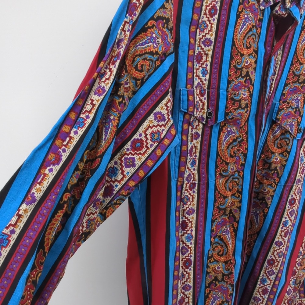 VTG Wrangler Aztec Southwest Geometric Long Sleeve Western USA 15-33 Tail READ - Picture 5 of 14